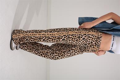 Leopar Desen Şeritli Üç İplik Pantolon