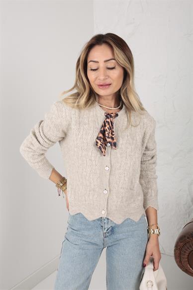 Leopar Fular Detaylı Hırka