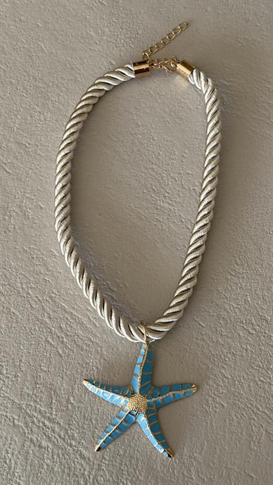 Mavi Deniz Yıldızı Halat Zincir Kolye