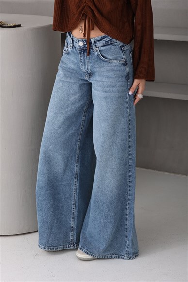 Mavi Gölgeli Elephant Leg Jean (3708)