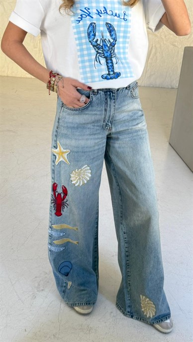 Mavi Istakoz Baskılı Tshirt