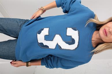 Mavi Nakışlı Sweatshirt