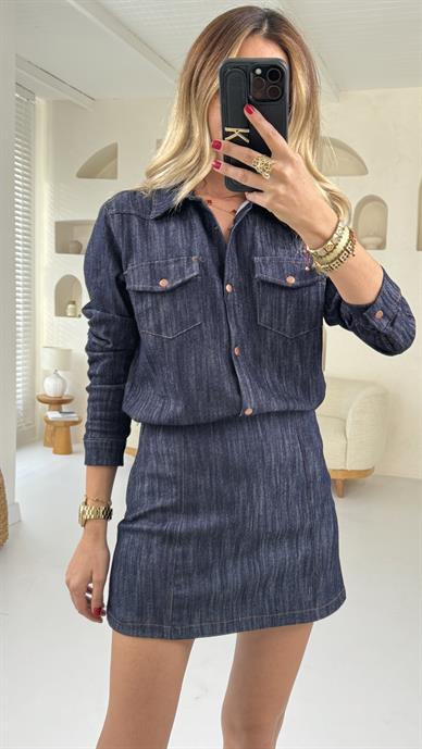 Metal Çıtçıtlı Likralı Denim Gömlek
