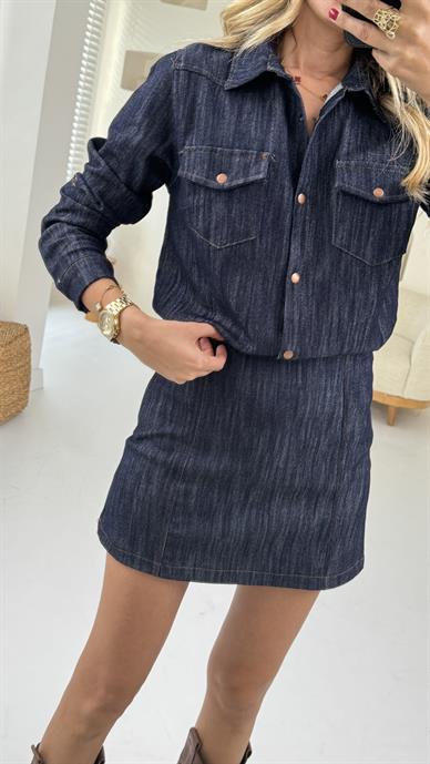 Metal Çıtçıtlı Likralı Denim Gömlek