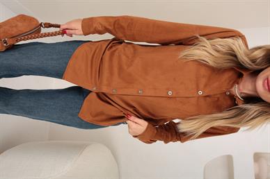 Metal Düğmeli Taba Nubuk Gömlek