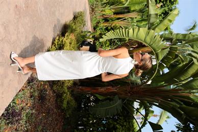 Metal Fermuarlı Yüzücü Kol Beyaz Elbise