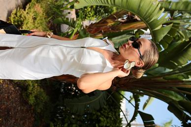 Metal Fermuarlı Yüzücü Kol Beyaz Elbise