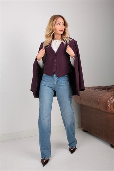 Mürdüm Kumaş Yelek