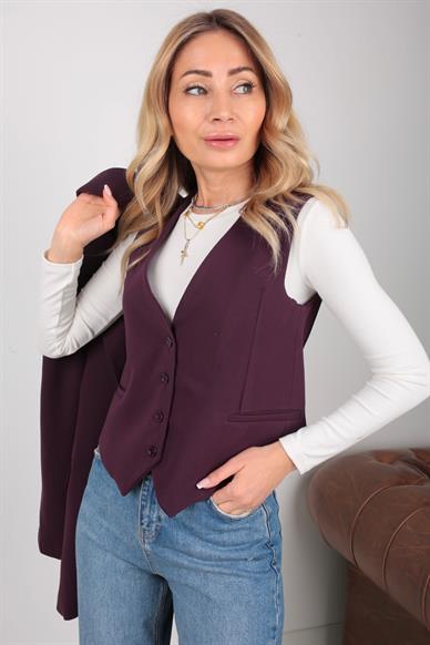 Mürdüm Kumaş Yelek