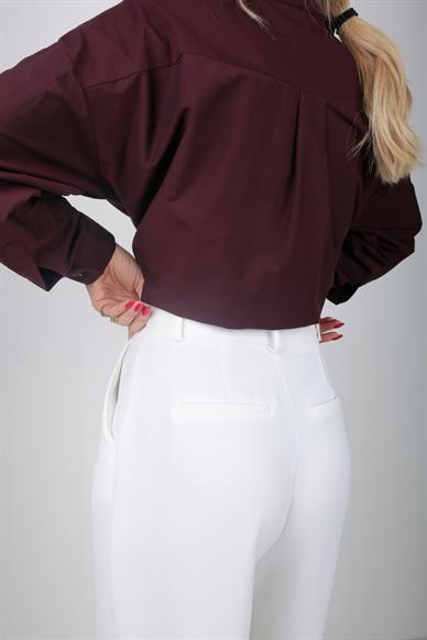 Mürdüm Oversize Yanı Yırtmaçlı Gömlek