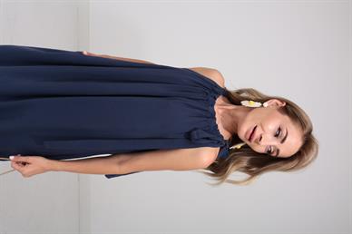 Omuzdan Bağlı Lacivert Tensel Elbise