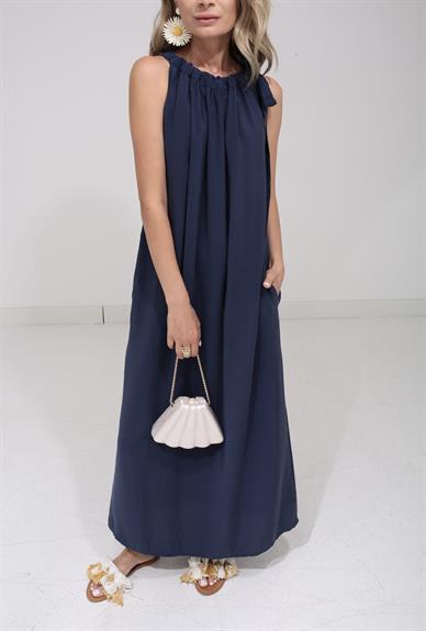 Omuzdan Bağlı Lacivert Tensel Elbise