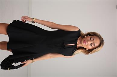 Önden Bağlamalı Sitah Kloş Elbise