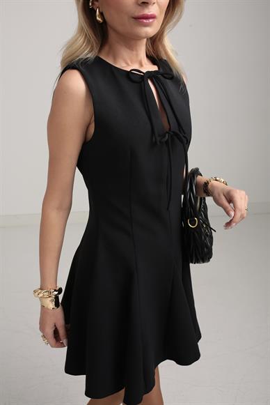 Önden Bağlamalı Sitah Kloş Elbise