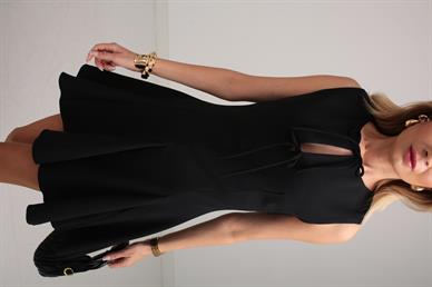 Önden Bağlamalı Sitah Kloş Elbise