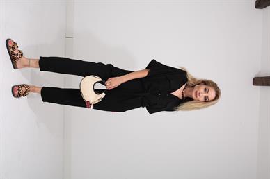 Önden Bağlamalı Sİyah Gömlek Takım