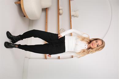 Önden Cepli Siyah Triko Jogger Pantolon