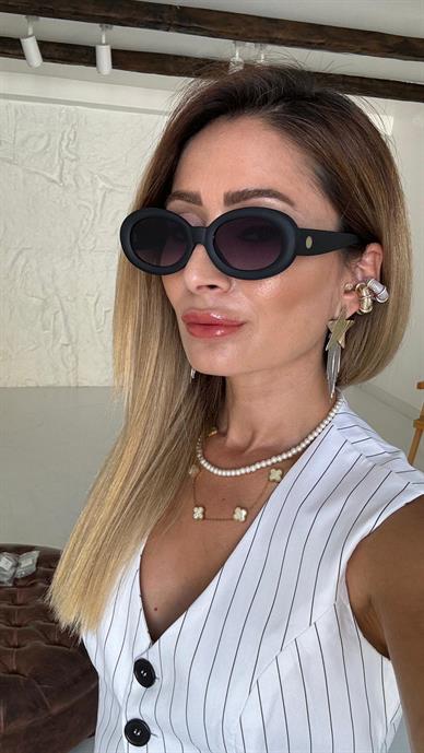 Oval Çerçeve Siyah Güneş Gözlüğü(AE2017-C2)