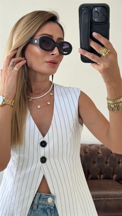 Oval Çerçeve Siyah Güneş Gözlüğü(AE2017-C2)