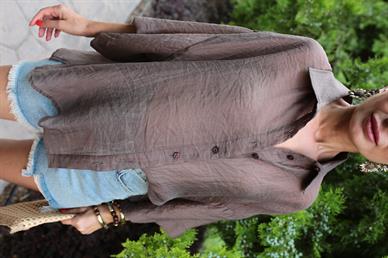 Oversize Kahve İpeksi Gömlek