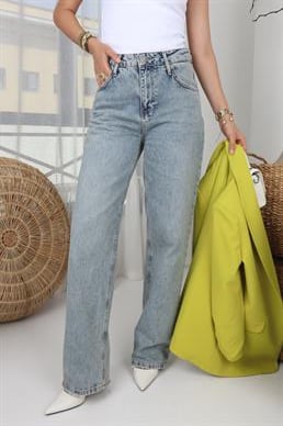Paça Detay Yüksek Bel Bol Paça Jean(1773-3)
