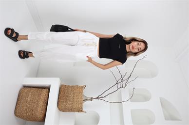 Paça Pilili Halat Kemer Beyaz Pantolon