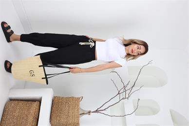 Paça Pilili Halat Kemer Siyah Pantolon