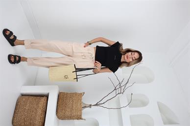 Paça Pilili Halat Kemer Taş Pantolon