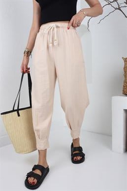 Paça Pilili Halat Kemer Taş Pantolon