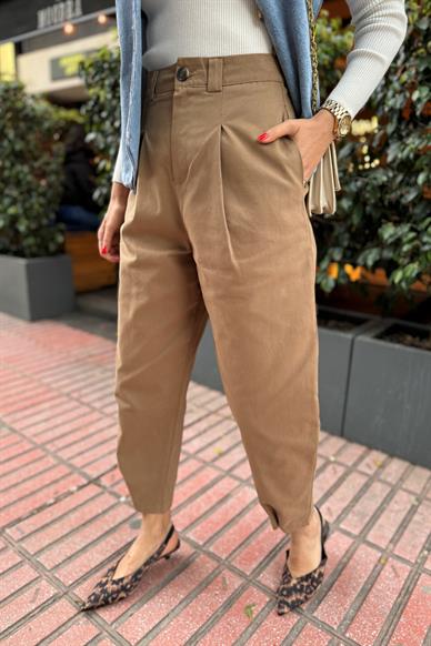 Paçası Çıtçıtlı Camel Gabaedin Pantolon