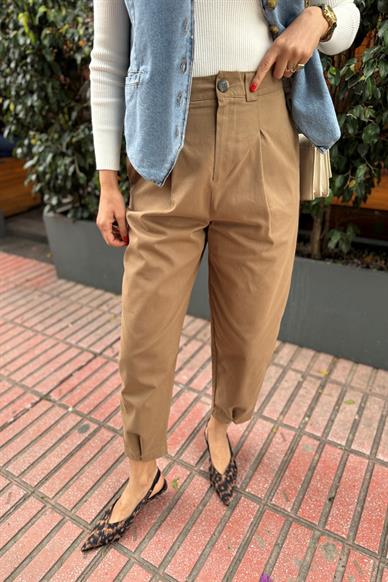 Paçası Çıtçıtlı Camel Gabaedin Pantolon