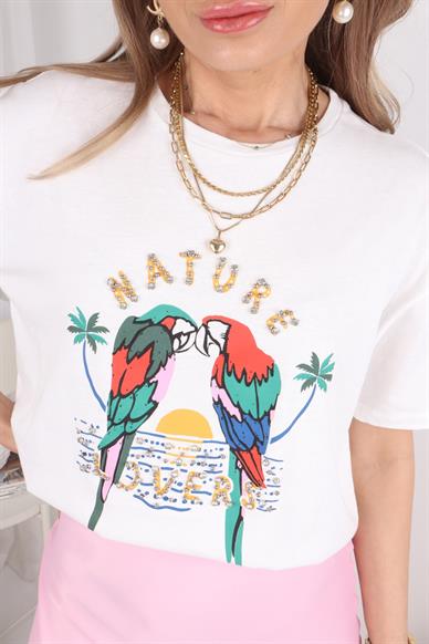 Papapğan Baskılı Taş İşli Tshirt