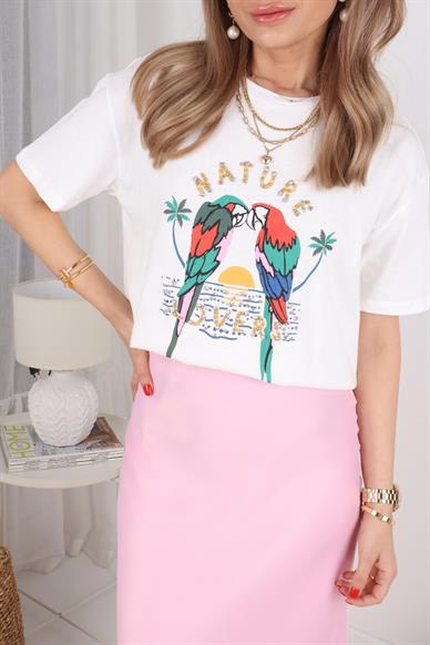 Papapğan Baskılı Taş İşli Tshirt