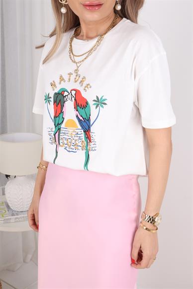 Papapğan Baskılı Taş İşli Tshirt