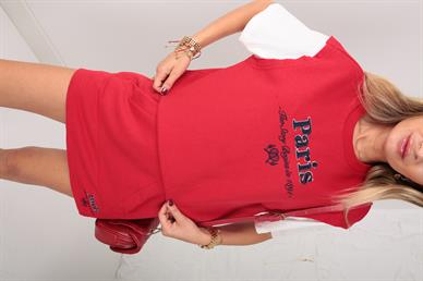 Paris Nakışlı Kırmızı  Şort Etekli Spor Takım