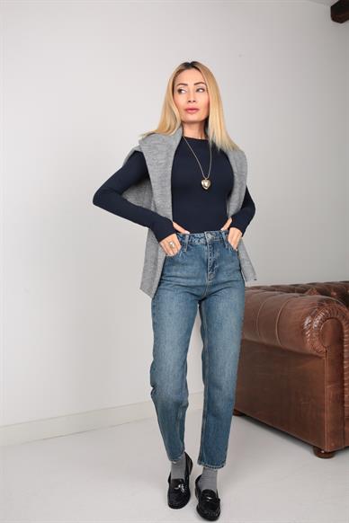 Parmaktan Geçmeli Lacivert Bady