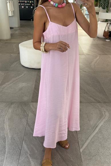 Pembe Askısı Ayarlı Boydan Elbise