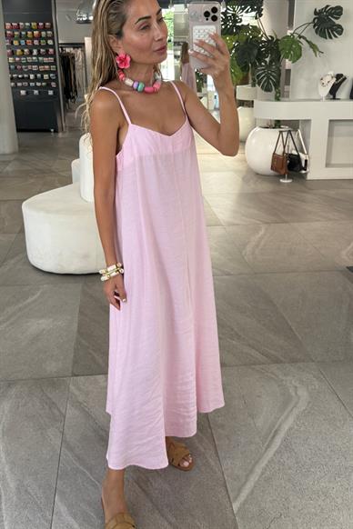 Pembe Askısı Ayarlı Boydan Elbise