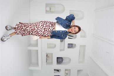 Pembe Leopar Desen Saten Etek