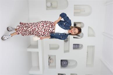 Pembe Leopar Desen Saten Etek