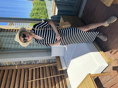 Polo Yaka Çizgili Triko Elbise