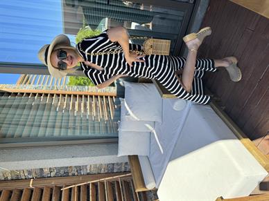 Polo Yaka Çizgili Triko Elbise