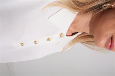 Polo Yaka Gold Düğmeli Oversize Triko Kazak