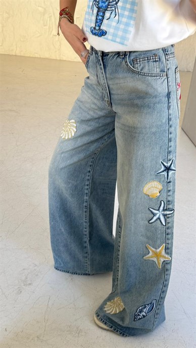 Renkli Nakışlı Palazzo Jean (4526)