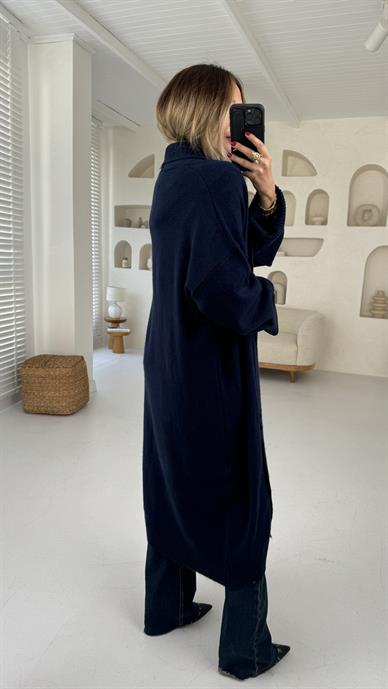 Şal Yaka Lacivert Uzun Hırka