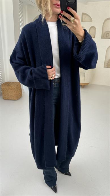 Şal Yaka Lacivert Uzun Hırka