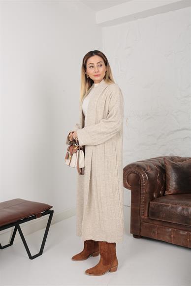 Şal Yaka Taş Uzun Fitilli Hırka