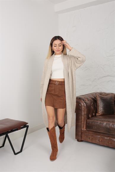 Şal Yaka Taş Uzun Fitilli Hırka