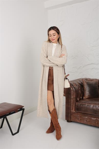 Şal Yaka Taş Uzun Fitilli Hırka