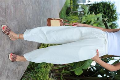 Şalvar Kesim Beyaz Müslin Pantolon